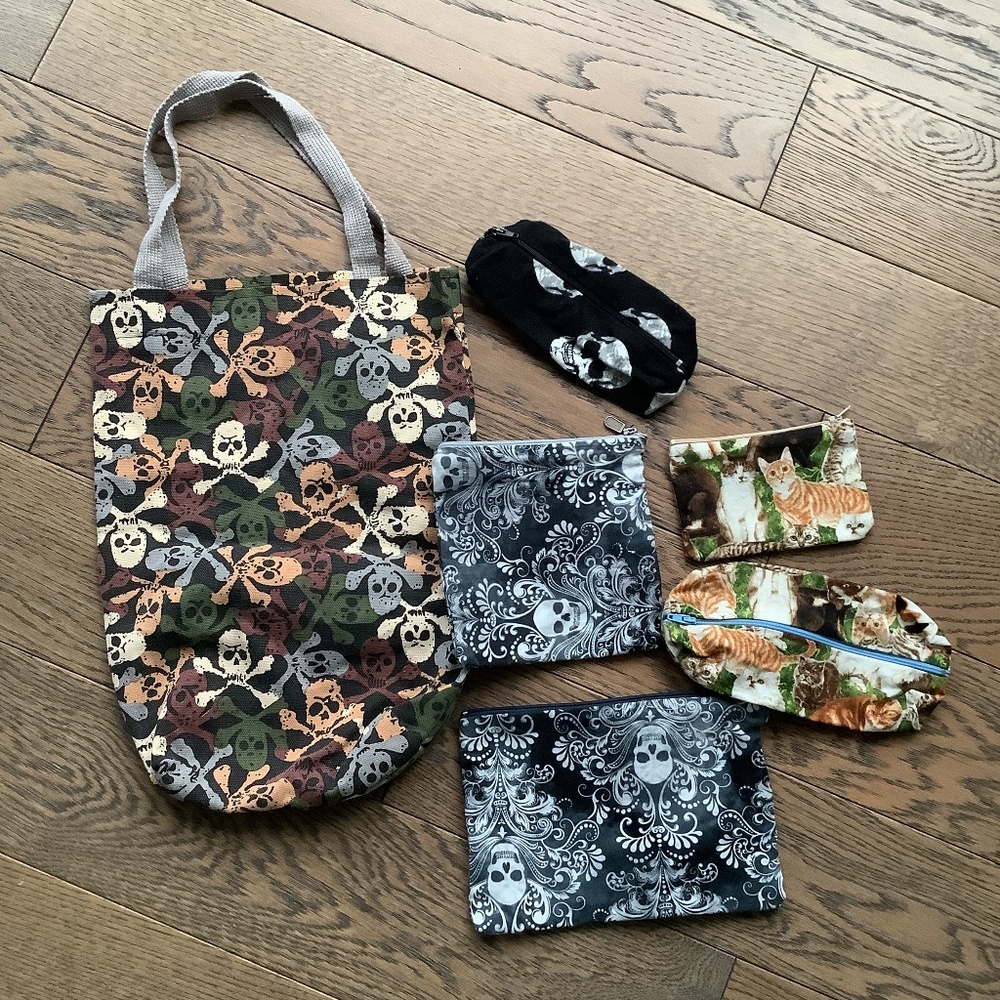 NWOT Bundle of various sized bags, change pouch,  and pencil cases